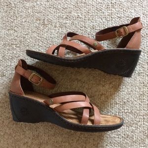 UGG Brown Leather Wedge Sandal (New!)